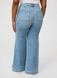 High-Rise Wide-Leg Rhinestone Jean