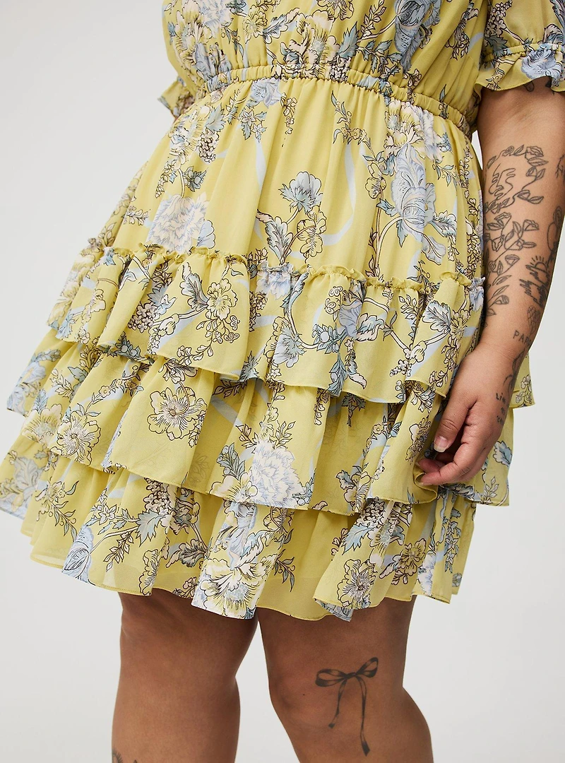 Mini Puff-Sleeve Smocked Dress
