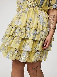 Mini Puff-Sleeve Smocked Dress