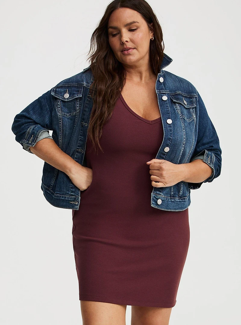 Mini Rib V-Neck Dress