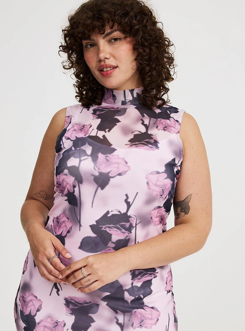 Maxi Mock-Neck Column Dress