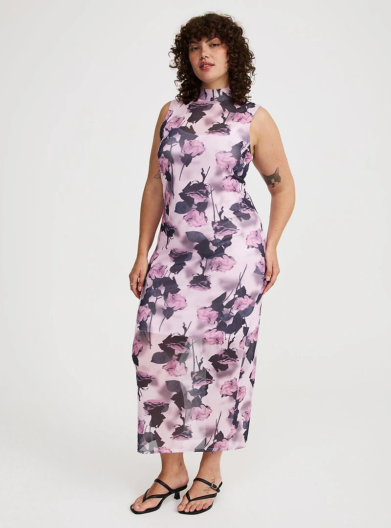 Maxi Mock-Neck Column Dress
