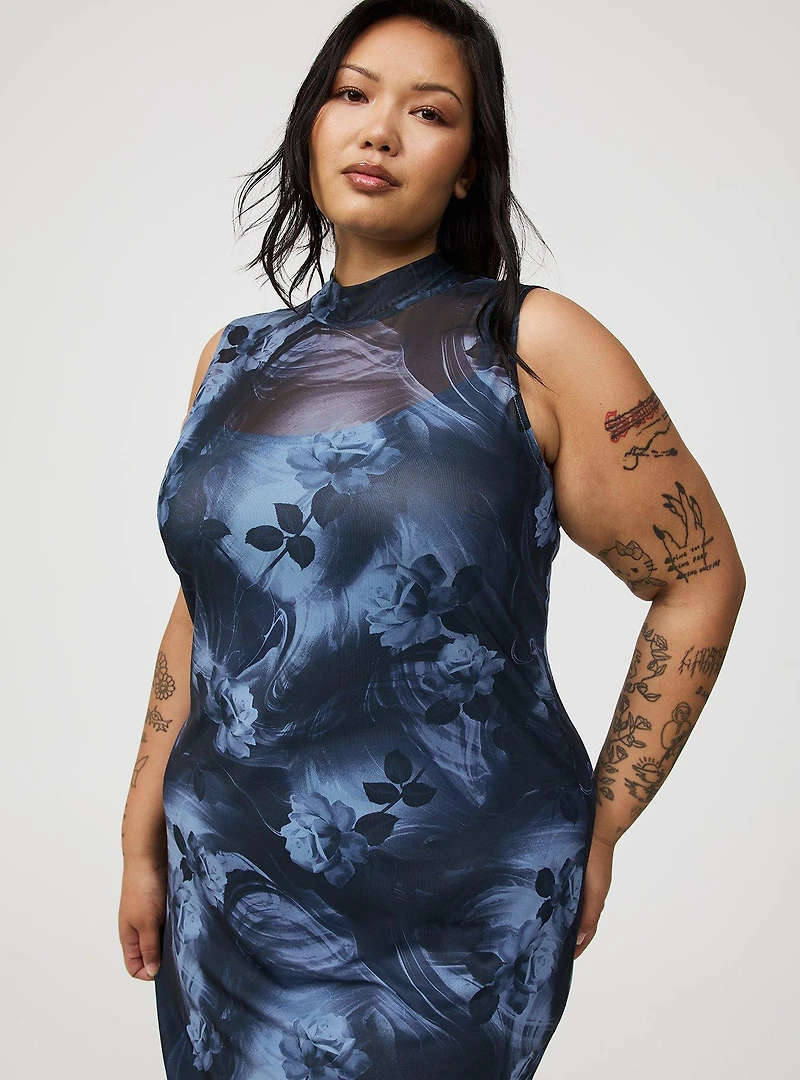 Maxi Mock-Neck Column Dress