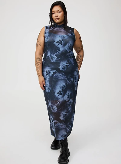Maxi Mock-Neck Column Dress