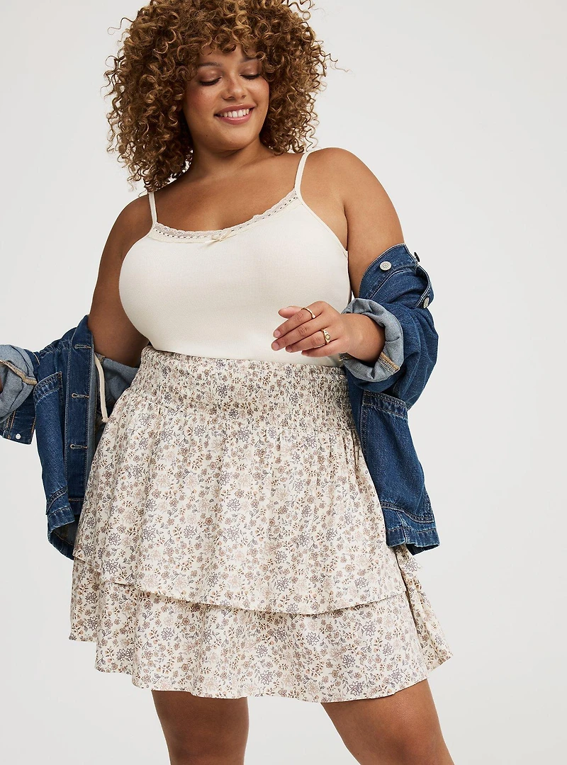 Double-Ruffle Mini Skirt