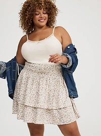 Double-Ruffle Mini Skirt