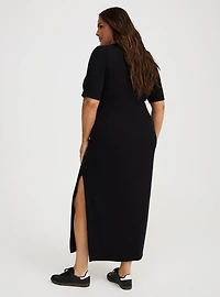 Maxi Rib Henley Column Dress