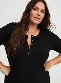 Maxi Rib Henley Column Dress