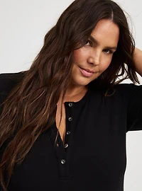 Maxi Rib Henley Column Dress