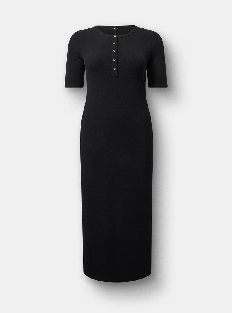 Maxi Rib Henley Column Dress