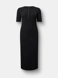 Maxi Rib Henley Column Dress