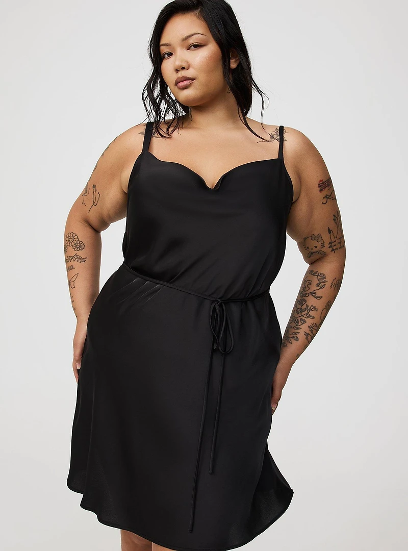 Satin Tie Slip Mini Dress