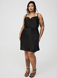 Satin Tie Slip Mini Dress