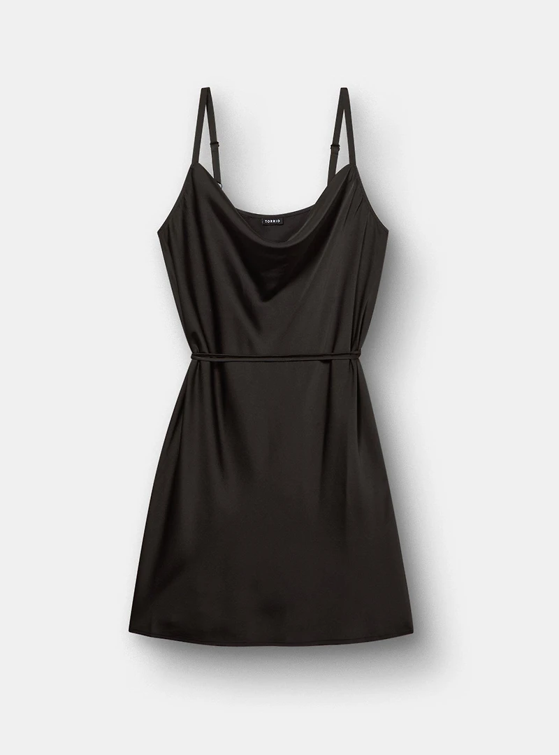 Satin Tie Slip Mini Dress