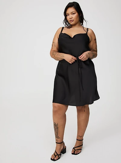 Satin Tie Slip Mini Dress