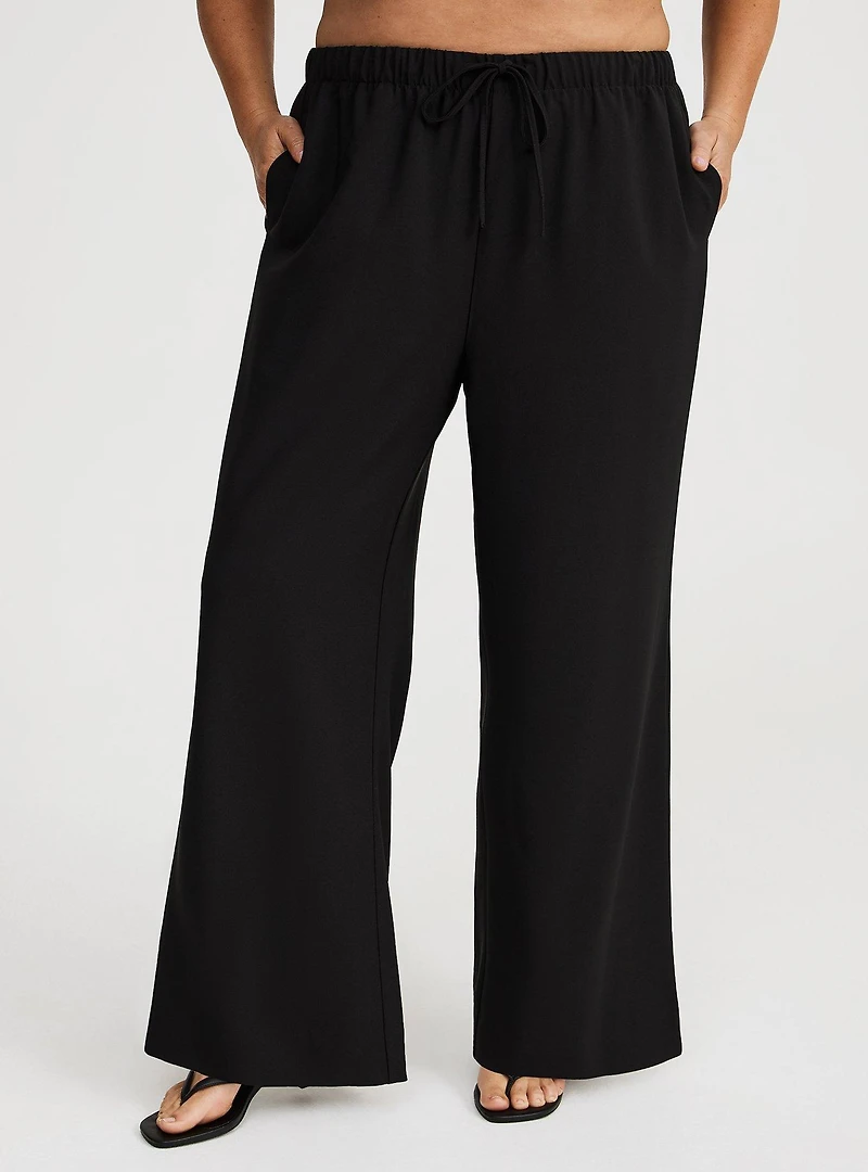 Wide Leg High-Rise Crepe Pant