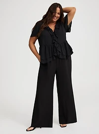 Wide Leg High-Rise Crepe Pant
