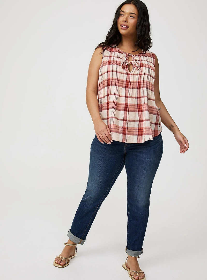 Pleated Front Tie Tank