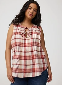 Pleated Front Tie Tank
