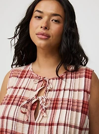 Pleated Front Tie Tank