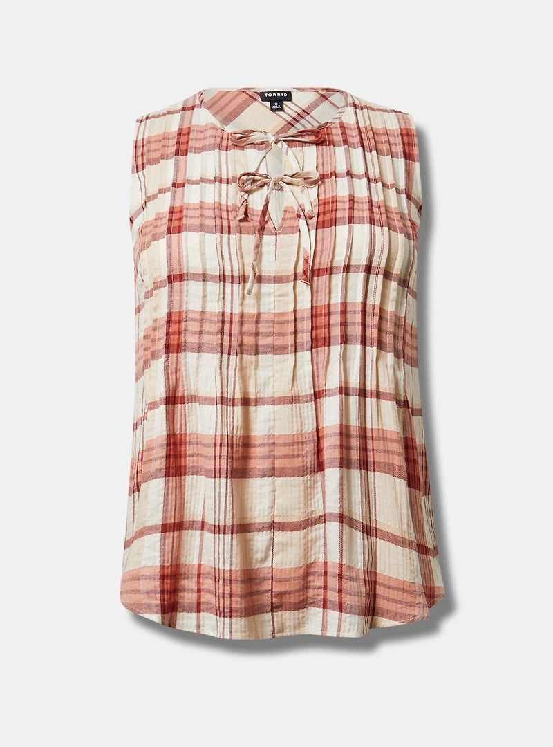 Pleated Front Tie Tank