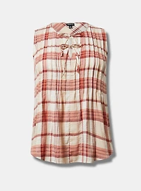 Pleated Front Tie Tank
