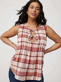 Pleated Front Tie Tank