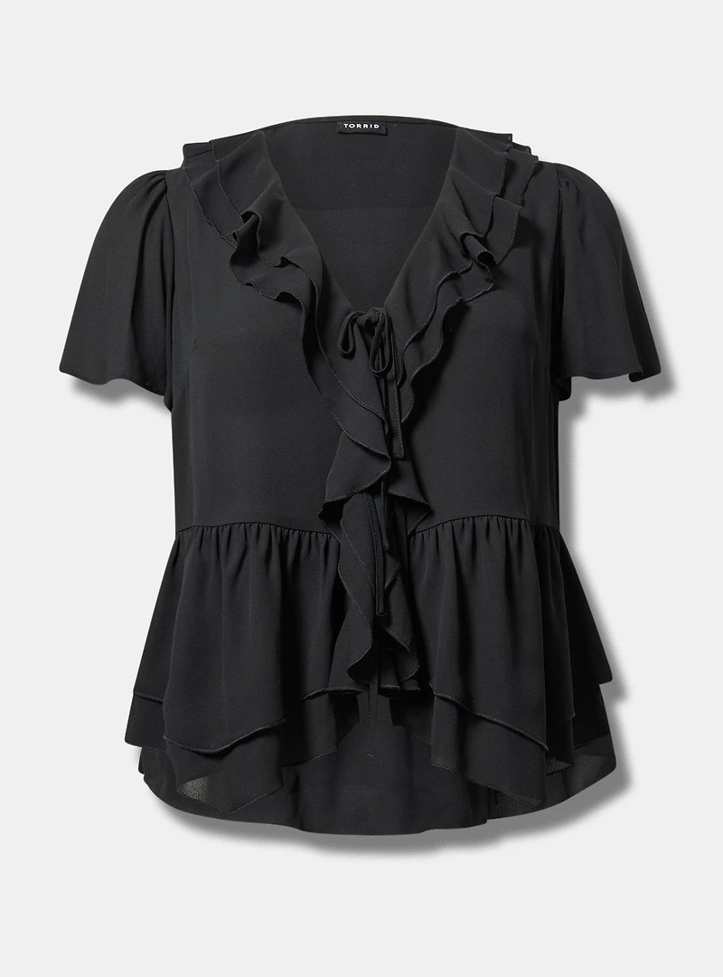 V-Neck Double Ruffle Top