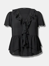 V-Neck Double Ruffle Top