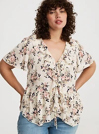 V-Neck Double Ruffle Top