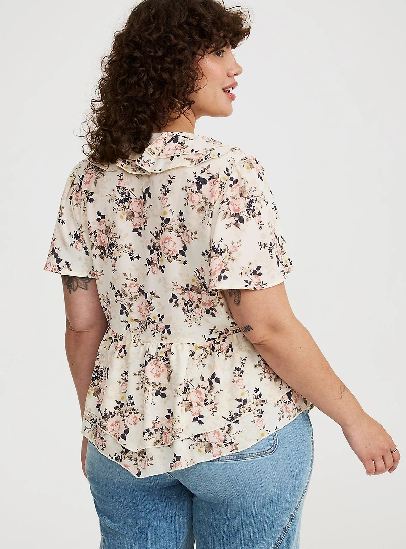 V-Neck Double Ruffle Top
