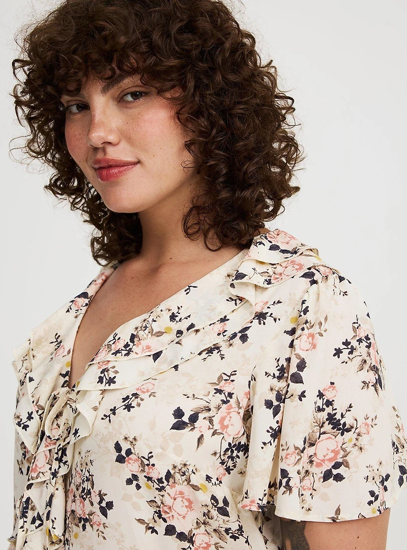V-Neck Double Ruffle Top