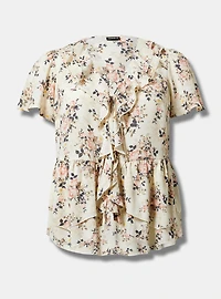 V-Neck Double Ruffle Top