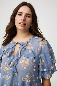 Tie Front Tiered Ruffle Blouse