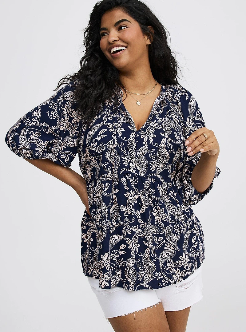 Challis V-Neck Blouse