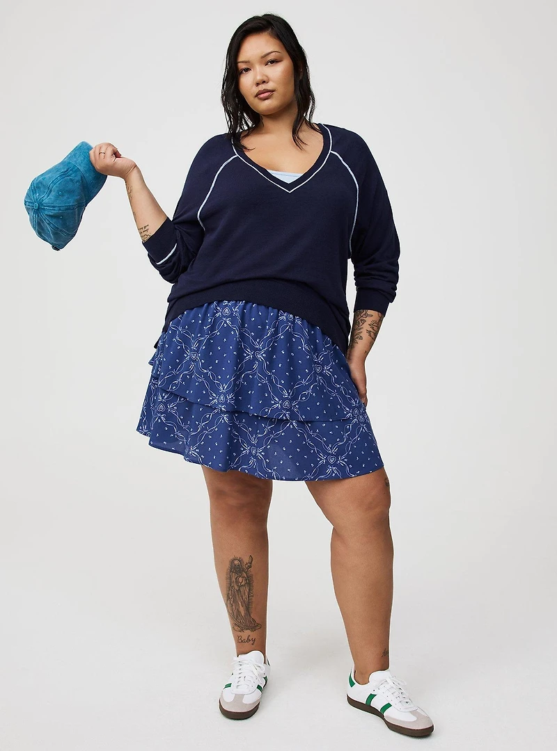 V-Neck Raglan Sweater