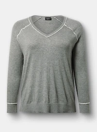 V-Neck Long Sleeve Raglan Sweater