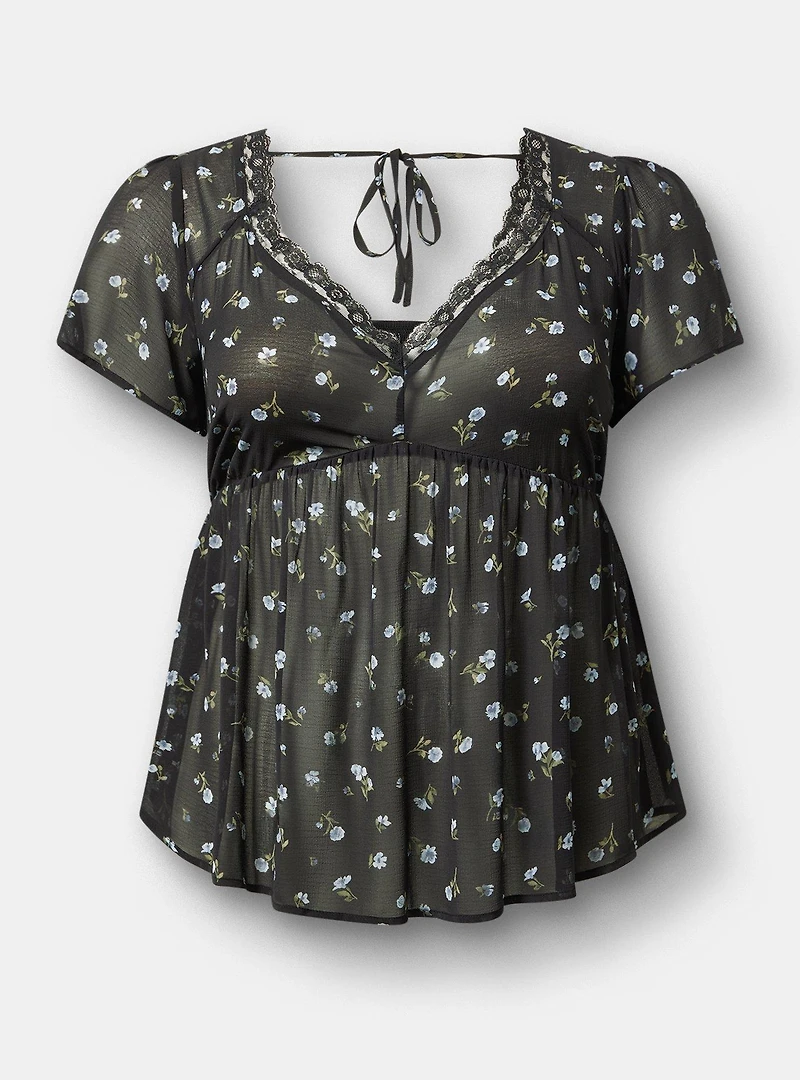 Tie Back V-Neck Blouse