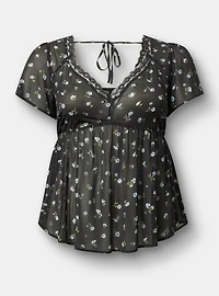 Tie Back V-Neck Blouse