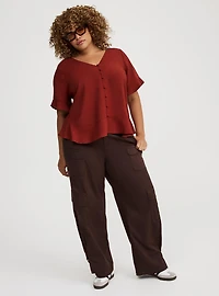 Challis V-Neck Ruffle Top