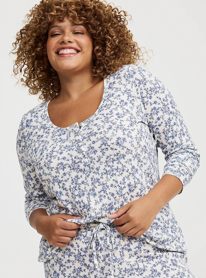 Waffle Henley Sleep Long Sleeve
