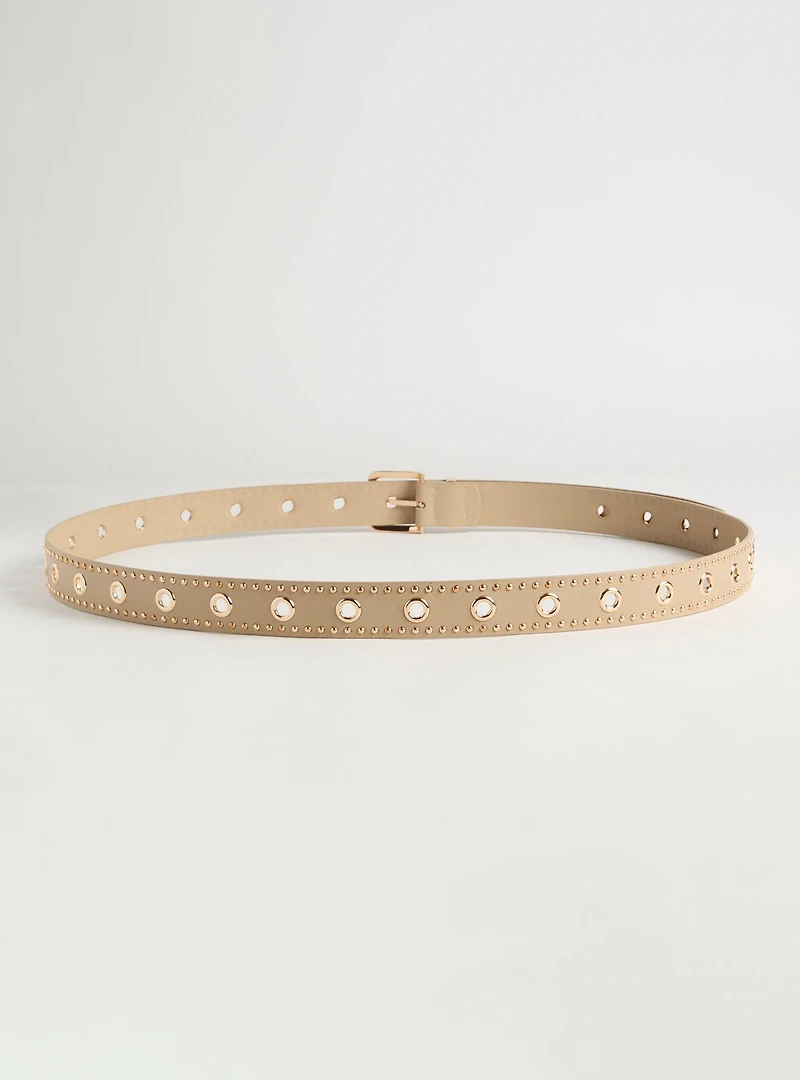 Studded Grommet Denim Belt