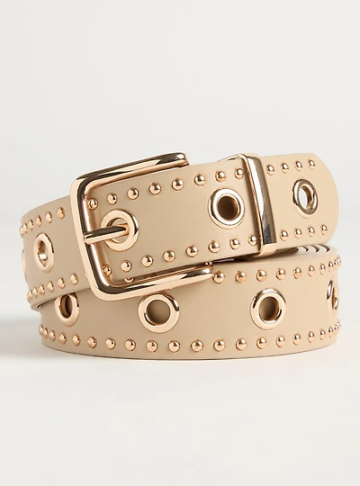 Studded Grommet Denim Belt