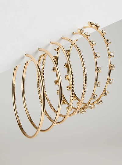 Large Rhinestone Hoop Earring Set
