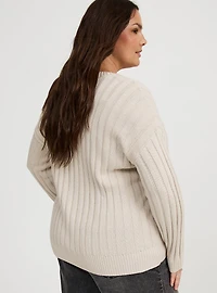 Rib Button-Front Cardigan