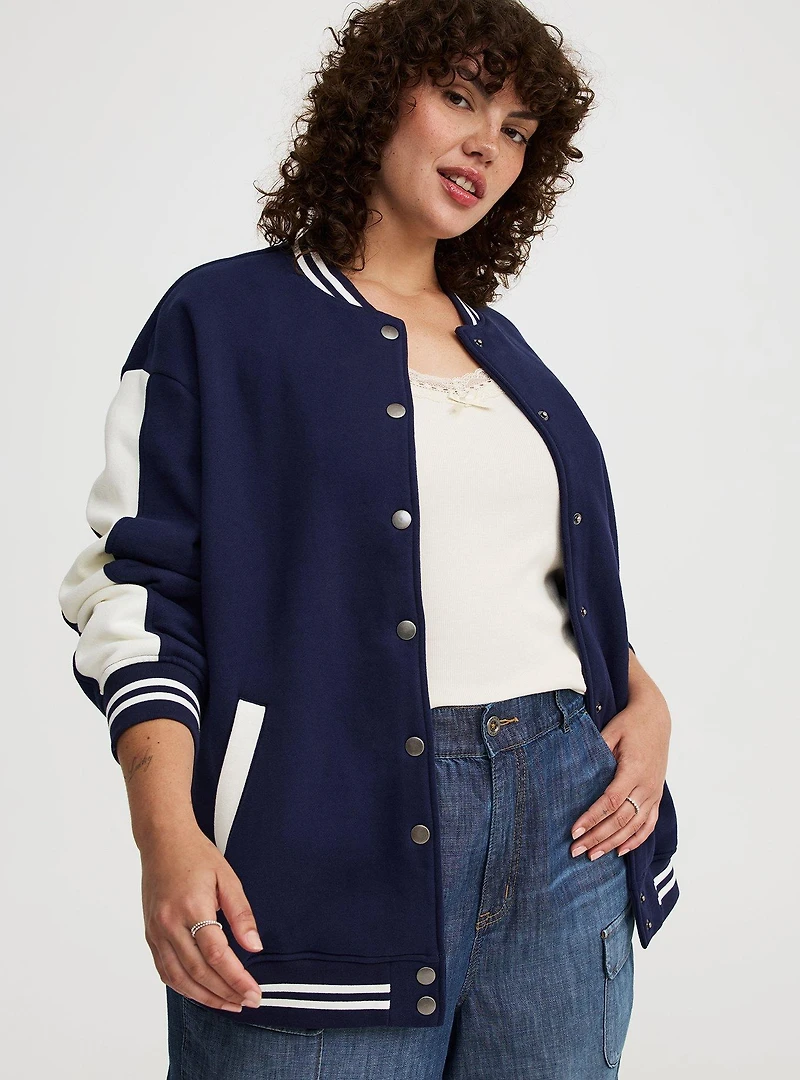 Fleece Relaxed Bomber Jacket