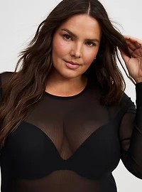 Mesh Crew Long-Sleeve Top
