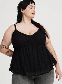 Stretch Lace V-Neck Babydoll Cami