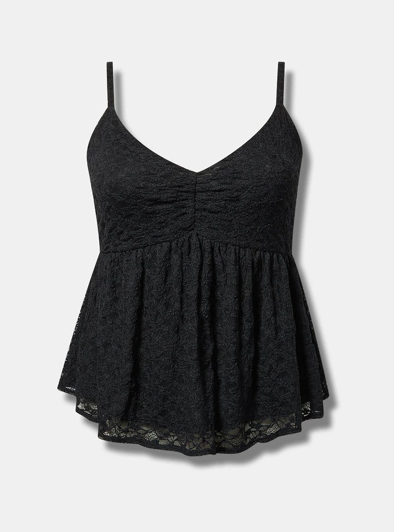 Stretch Lace V-Neck Babydoll Cami