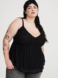 Stretch Lace V-Neck Babydoll Cami